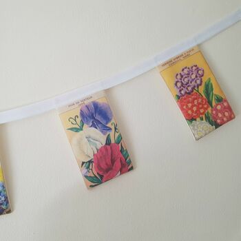 French Flower Seed Packet Fabric Bunting Decoration, 4 of 9