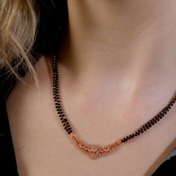 Nazaria Zircon Dangle Mangalsutra Black Beads Necklace, 3 of 7