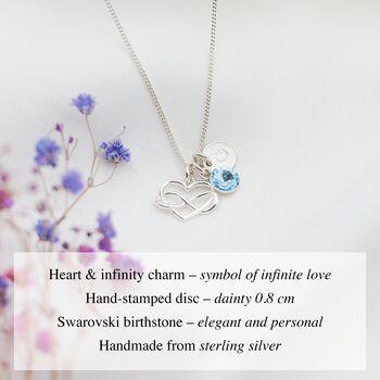 16th Birthday Necklace – Sterling Silver Heart Infinity Charm, Personalised Jewellery Gift For Her, 5 of 7