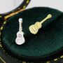Sterling Silver Tiny Acoustic Guitar Stud Earrings, thumbnail 2 of 11