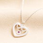 Personalised Sterling Silver Infinity Heart And Birthstone Pendant Necklace, thumbnail 3 of 5