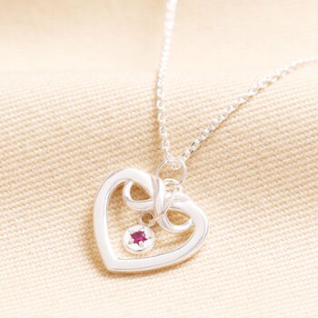 Personalised Sterling Silver Infinity Heart And Birthstone Pendant Necklace, 3 of 5