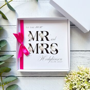 Handmade And Personalised Floral Wedding Card Any Colour Ribbon, 8 of 11