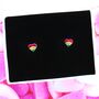 Petite Retro Rainbow Heart Stud Earrings, thumbnail 1 of 2