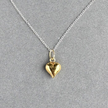 Golden Heart Pendant Sterling Silver Necklace, 3 of 8