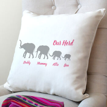 Personalised Herd Of Elephants Family Cushion, 2 of 7