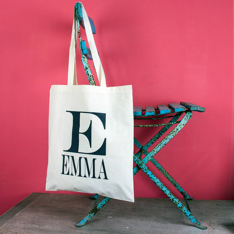 personalised initial tote bag