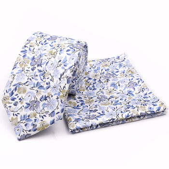 Mens Luxury Blue Floral Tie Gift Box Set, 4 of 4