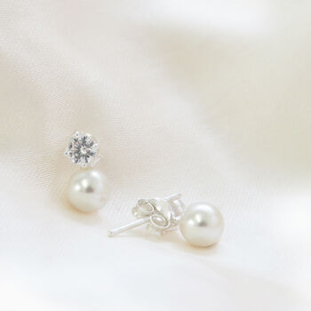 Bridal Party Sterling Silver Pearl Drop Earrings Gift, 6 of 7