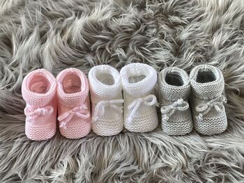 Pink Knitted Baby Booties, 3 of 8