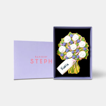 Personalised Flower Bouquet Iced Biscuit Thank You Congratulations Get Well Soon Letterbox Gift, 3 of 9