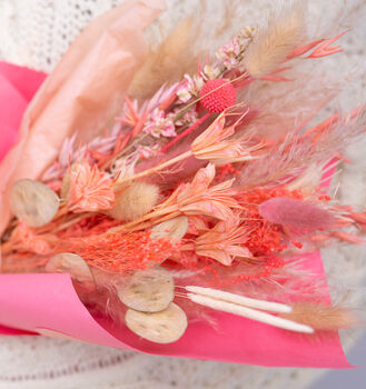 Dried Flower Bouquet And Personalised Heart Keychain, 6 of 6