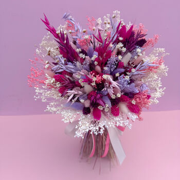 Colourful Pink And Purple Dried Flower Bouquet, 3 of 6