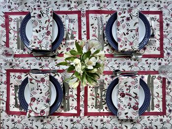 Thistle Flower Handblock Printed Tablecloth, 4 of 5