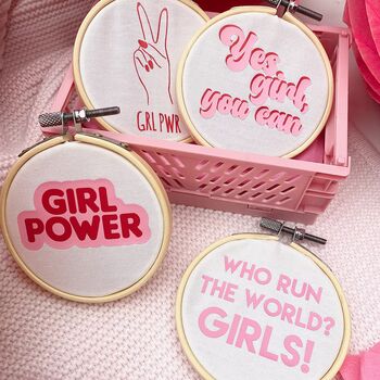 Girl Power Mini Embroidery Hoop Shelf Decor, 2 of 6