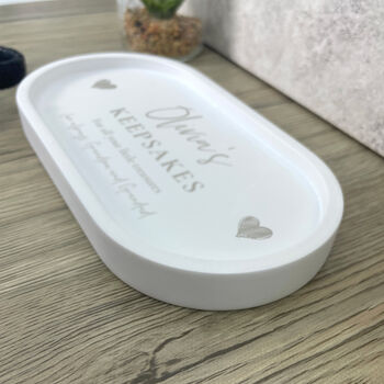 Personalised Script Text And Hearts Trinket Tray, 4 of 5