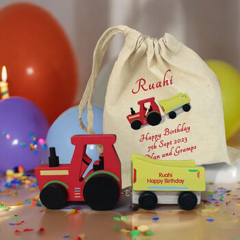 Page Boy Gift Personalised Coloured Tractor And Gift Bag, 3 of 6