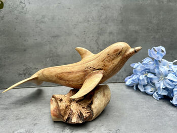 30cm Hand Carved Playful Dolphin Figurine Home Decor, 11 of 12