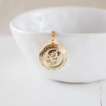 Gold Plated Floral Locket Necklace, 2 of 8