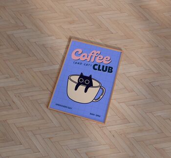 Coffee Cat Club Wall Art Print, 4 of 5