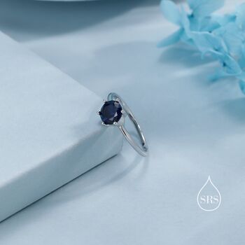 Sterling Silver One Carat Sapphire Blue Cz Ring, 4 of 12
