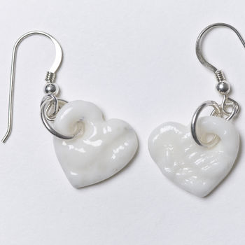White Porcelain Heart Earrings, 3 of 5