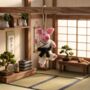 Handmade Felt Pork Chop Hanging Karate Pig Decoration, thumbnail 4 of 4