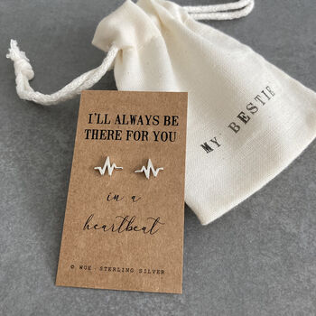 Silver Heartbeat Earrings. Always Be There For You, 2 of 4