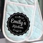Black Personalised Oven Glove Traditional Design, thumbnail 5 of 5