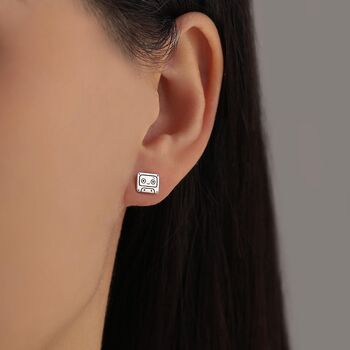 Retro Music Cassette Tape Stud Earrings In Sterling Silver, 6 of 12