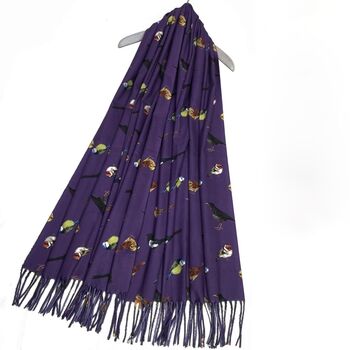 Bird Print Cotton Tassel Scarf, 5 of 8