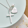 Silver Cross Birthstone Personalised Necklace, thumbnail 2 of 12