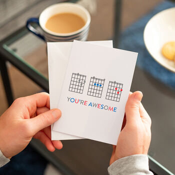 'Dad You're Awesome' Guitar Chords Greeting Card, 2 of 4