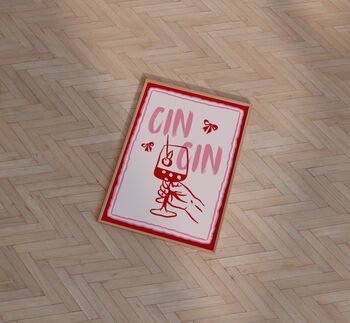 Cin Cin Wall Art Print Happy Hour Kitchen Disco, 6 of 8