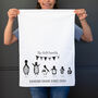 Personalised Monochrome Penguin Tea Towel, thumbnail 1 of 3