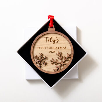 Personalised First Christmas Snowflake Bauble Decoration, 2 of 6