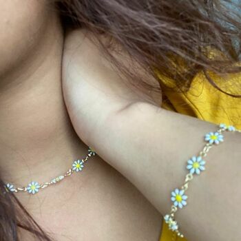 White Daisy Sun Flower Charms Summer Bracelet, 6 of 6