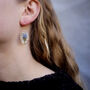 Book Lover Forget Me Not Gold Plated Earrings, thumbnail 3 of 10