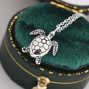 Sea Turtle Pendant Necklace In Sterling Silver, 3 of 11