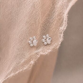5mm Sterling Silver Paw Print Stud Earrings, 3 of 10
