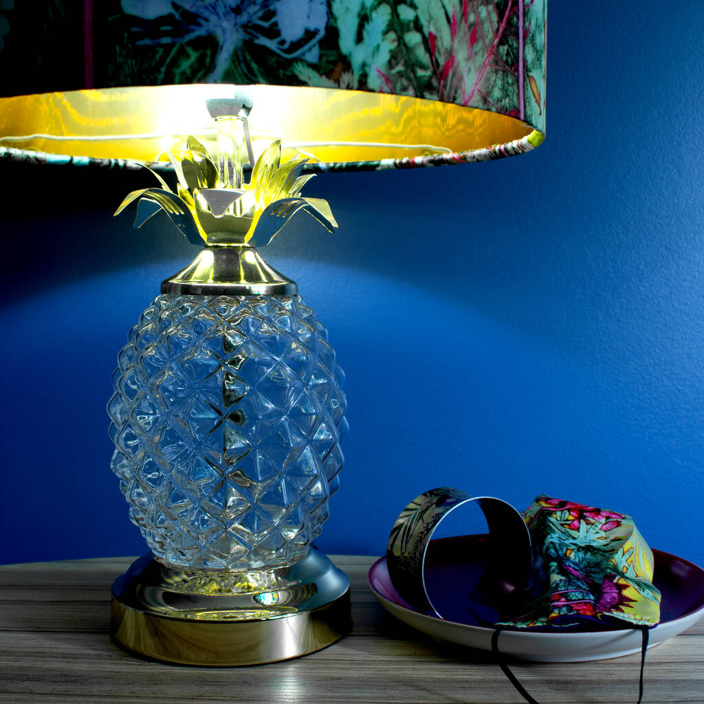 Tropical Glass Pineapple With Golden Leaves Lamp Stand, 1 of 8