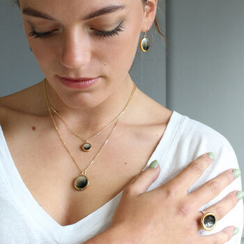 Ceramic, Glass And Gold Eclipse Drop Earrings, 4 of 4