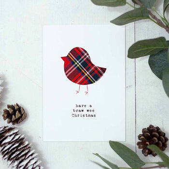 Cute Tartan Robin Scottish Christmas Card, 3 of 3