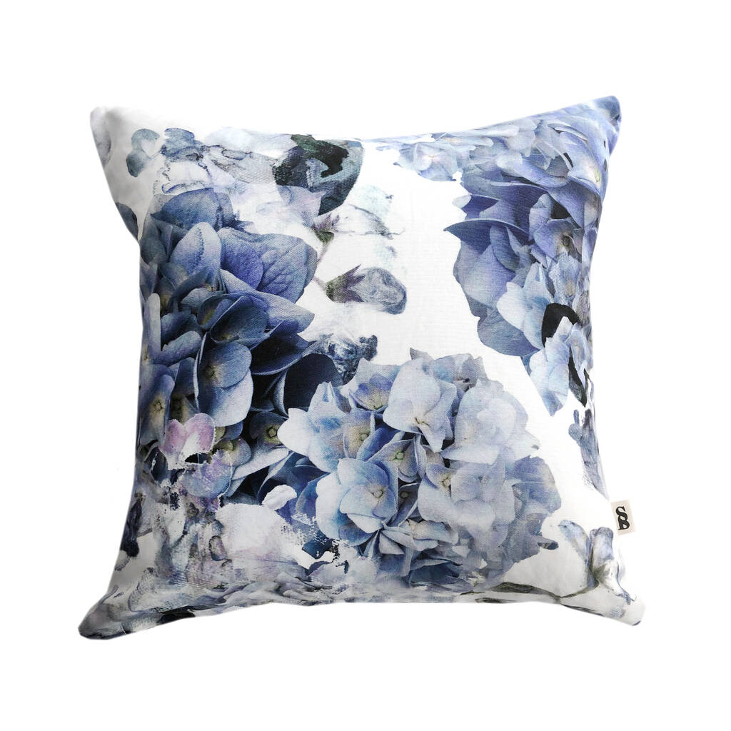 Blue Hydrangea Cushion Cover By Sarah Blythe