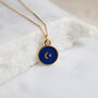 Small Moon And Star Enamel Necklace Gold Vermeil, thumbnail 2 of 8