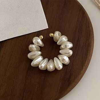 White Pearl Ear Cuff Climber Earring, 3 of 3