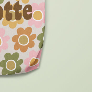 Personalised Retro Floral Canvas Tote Shopper Bag, 3 of 3