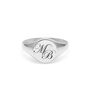 Double Initial Silver Round Signet Ring, thumbnail 1 of 3