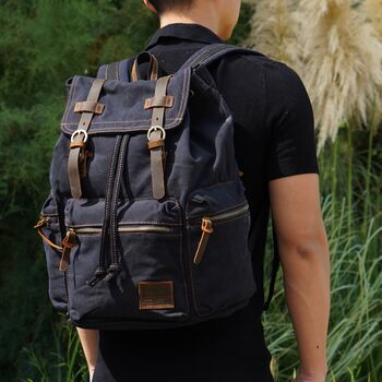Canvas Backpack With Leather Detail, 8 of 12