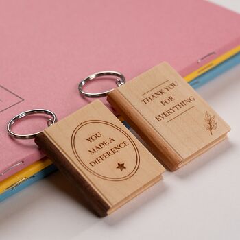 Personalised Teacher Gift Little Book Wooden Keyring, 3 of 12
